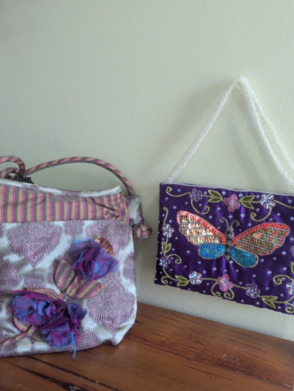 Beaded Evening Bag Clutch Crossbody Colorful Fashion Lot of 2